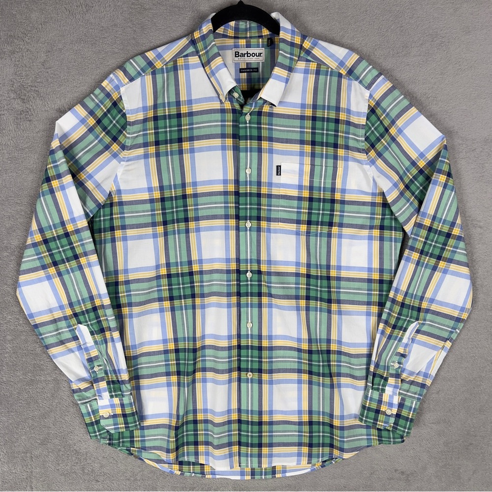 Barbour Highland 6 Tailored Button Down Shirt Men's Medium Long Sleeve‎ Plaid